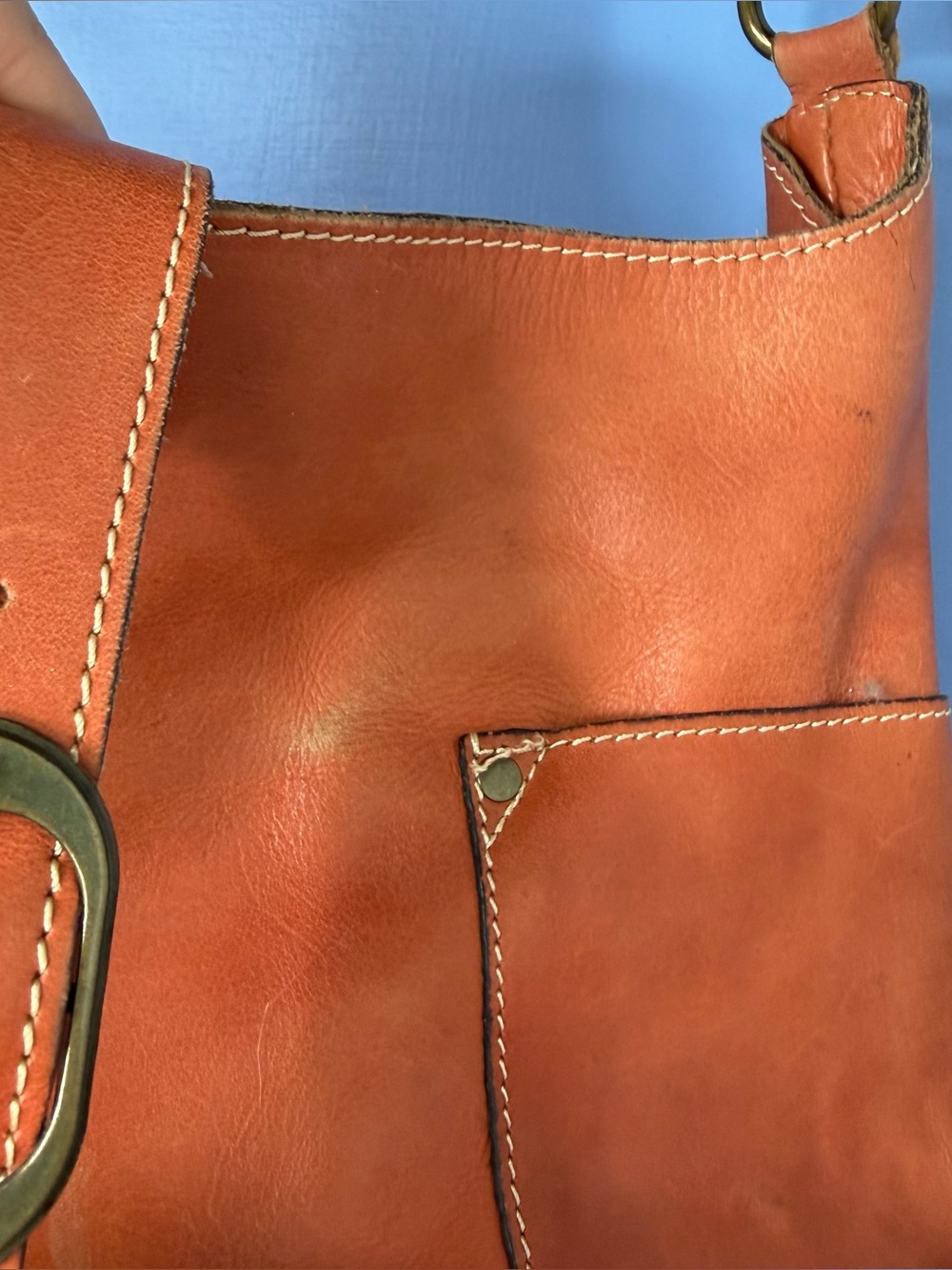 Patricia Nash Urbino Hobo Heritage Orange Tan Leather Large Shoulder Bag - Picture 3 of 8